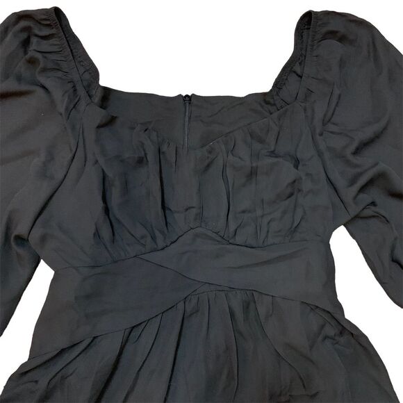 ☘️Sold☘️ NWOT Women's Black Square Neck Lantern Sleeve Ruffle Hem Dress Size M - Picture 3 of 8